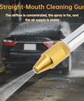 Rugged Pneumatic Cleaning Spray Gun With 6mm Nozzle And 750ml Aluminum Cup, spraying water on a car for auto detailing.