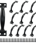 Vintage 12 Pack Barn Door Pulls 4 Inch Black Gate Handles With Screws for Drawers Cabinets Doors Outdoor Gates and Farmhouse Furniture Decor Ideal