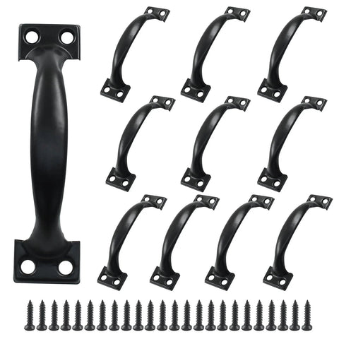 Vintage 12 Pack Barn Door Pulls 4 Inch Black Gate Handles With Screws for Drawers Cabinets Doors Outdoor Gates and Farmhouse Furniture Decor Ideal