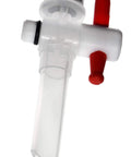 TopShelf 500Ml Polypropylene Separatory Funnel Heavy Duty Built Tough With NoSweat PTFE Stopcock, detailed view of stopcock valve.