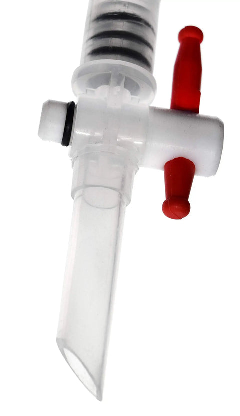 TopShelf 500Ml Polypropylene Separatory Funnel Heavy Duty Built Tough With NoSweat PTFE Stopcock, detailed view of stopcock valve.