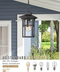 Outdoor Porch Pendant Light With Seeded Glass Shade In Matte Black Farmhouse Exterior Hanging Lantern For Gazebo Built Tough