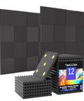 Dope 12 Pack High Density Sound Proof Foam Panels For Walls With Self Adhesive Pads 1 Inch Thick By 12 Inch By 12 Inch Acoustic Panels