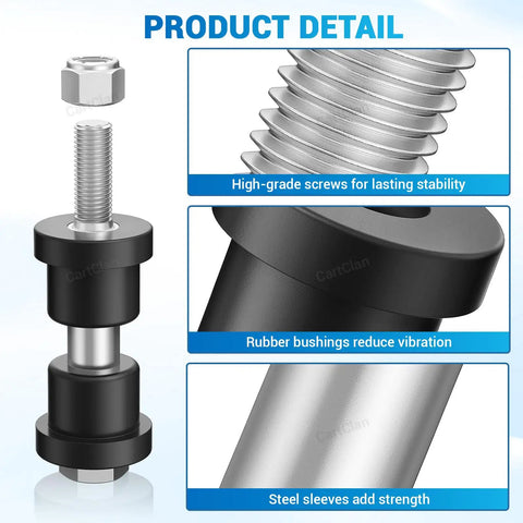 EZGO PDS and TXT Rear Leaf Spring Bushings Kit With Screws and Nuts for 1994-Up, image showing details of rubber bushings and screws
