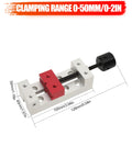 Heavy Duty Mini Flat Clamp 50Mm Aluminum Bench Vise Straight Up Precision Drill Press Fixing Tool with clamping range 0-50mm.