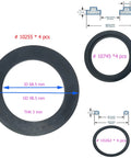 Washer And Ring Kit For One And A Half Inch Fittings O Ring Rubber Washer Intex Pool Plunger Valves Replacement Gasket Set 10745 10262 10255 12 Pack showing dimensions and components