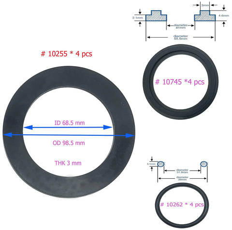 Washer And Ring Kit For One And A Half Inch Fittings O Ring Rubber Washer Intex Pool Plunger Valves Replacement Gasket Set 10745 10262 10255 12 Pack showing dimensions and components