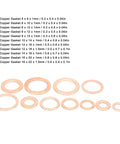 Heavy Duty 300 Piece Red Copper Gasket Washer Assortment Kit With 11 Sizes From M5 To M16 For High Thermal Conductivity Sealing Oil Pan Fuel And Hydraulic Joints, 11 sizes red copper washers