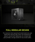 Fully Modular 750W Gaming Power Supply With 80 Plus Gold Compact ATX 3.1 PCIe 5.1 Ready Native Dual Color 12V 2 by 6 Pin Cable Built For Gamers On Modern Rigs Quiet Reliable Performance 10 Year Warranty, front view