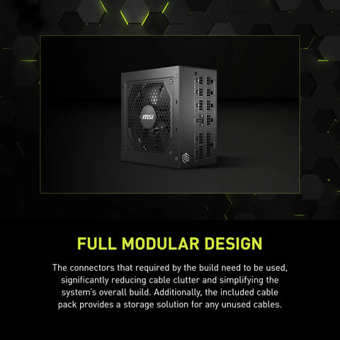 Fully Modular 750W Gaming Power Supply With 80 Plus Gold Compact ATX 3.1 PCIe 5.1 Ready Native Dual Color 12V 2 by 6 Pin Cable Built For Gamers On Modern Rigs Quiet Reliable Performance 10 Year Warranty, front view