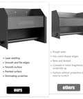 Comparative view of smooth Garage And Trailer Storage Cabinet With Built In Paper Towel Holder and rough, dented version