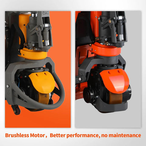 Heavy Duty Electric Pallet Jack Loader With 3300 Lbs Capacity, Zero Maintenance Brushless Motor, And Powerful 48V Battery close-up of brushless motor