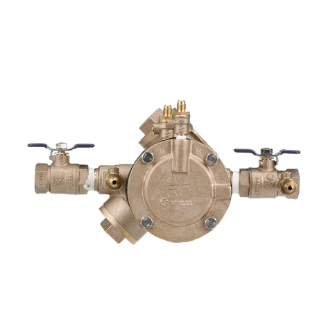 Badass 3/4 Inch Reduced Pressure Zone Assembly Bronze Lead Free Backflow Preventer for Potable Water Protection shown from top view.