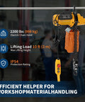 Beefy 1100 Lb Electric Chain Hoist With 15 Ft Lifting Height And 120V Single Phase Overhead Crane G100 Chain And 10 Ft Wired Remote