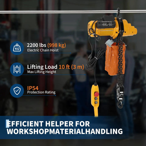 Beefy 1100 Lb Electric Chain Hoist With 15 Ft Lifting Height And 120V Single Phase Overhead Crane G100 Chain And 10 Ft Wired Remote