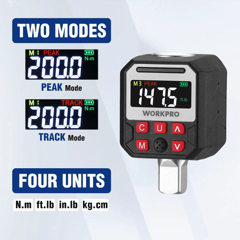 Digital Torque Adapter For Half Inch Drive With Buzzer Alert Turns Your Ratchet Into An Electronic Torque Wrench, two modes display