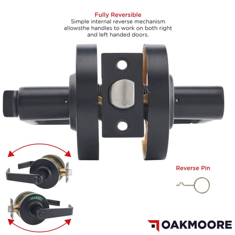Side view of Vacant Occupied Bathroom Lock For Public Restrooms And Industrial Buildings Black Door Handle Lock With Clear Status Indicator