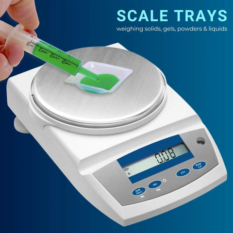 Disposable 7ml Weigh Boats In A 125 Pack Small Plastic Trays For Lab Weighing Dishes Polystyrene Food Safe Antistatic Lightweight And Durable For Mixing Measuring And Weighing Powders Liquids Supplements And Food Samples on a scale