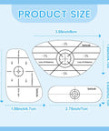 Detailed size chart for Left Hand Golf Impact Tape Set With 150 Pieces including dimensions for irons, woods, and putters.