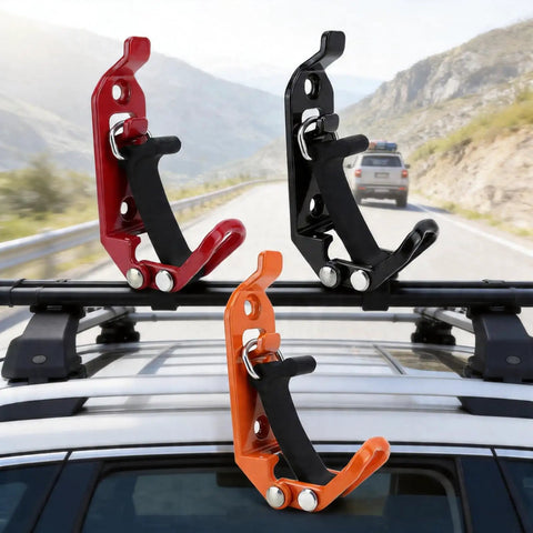 Multi Tool Fixation Car Roof Rack Fastener Quick Install Mount For Shovels Hammers Rakes And More Universal Fit Wide Diameter Tool Compatibility Easy To Use On The Go installed on vehicle