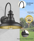 Outdoor Dusk To Dawn Sensor Wall Light Fixture Dome 12.3 Inch Black Finish Industrial Sconce for porch and farmhouse lighting