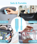 Five Pack 2 In 1 Nasal Hair Cutter Double Sided Nose Hair Trimmer being placed in various travel bags, highlighting portability.