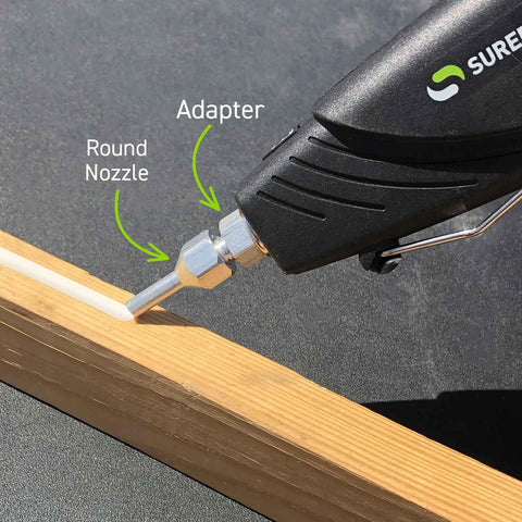Interchangeable Hot Glue Gun Nozzles Kit With Aluminum Tips Includes Small Round Large Round And Flat Nozzles Plus Adapter