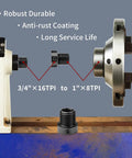 Lathe Headstock Spindle Adapter Converts Three Quarter Inch By Sixteen Tpi To One Inch By Eight Tpi With Blackened Rust Resistant Finish