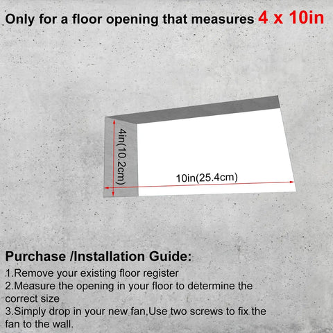 Installation guide for Quiet Register Booster Fan For Home HVAC, 4x10 Inch, Grey, 120 CFM, 4 Speeds, Remote Control, Adjustable Air Flow