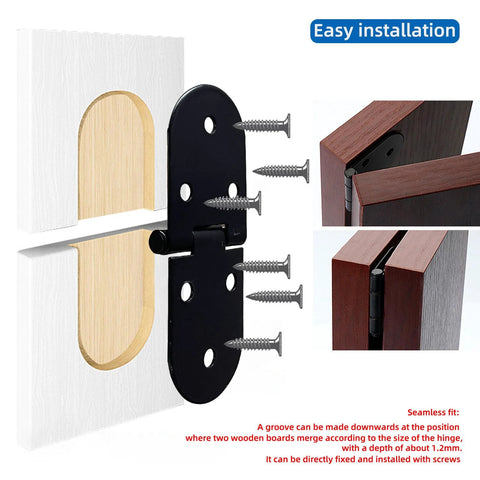 3-5/32 X 1-3/16 Inch Folding Flip Top Hinges installation example with screws, showing concealed design for woodworking.