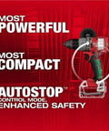 Knockout 1/2 Inch M18 Fuel Brushless Cordless Drill Driver Packing Serious Torque And Auto Stop Tech With A Hella Compact Frame Built Tough For Pro Tradesmen And Weekend DIY Warriors featured with powerful and compact labels.