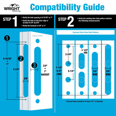 Compatibility guide for installing Serenade Mortise Keyed Lever Lock Set With Deadbolt For Screen And Storm Doors Polished Brass Non Handed