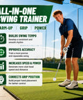 Man using Pop Feedback Retractable Golf Swing Trainer With Click Timing Feedback And Tempo Stick For Right Handed Golfers