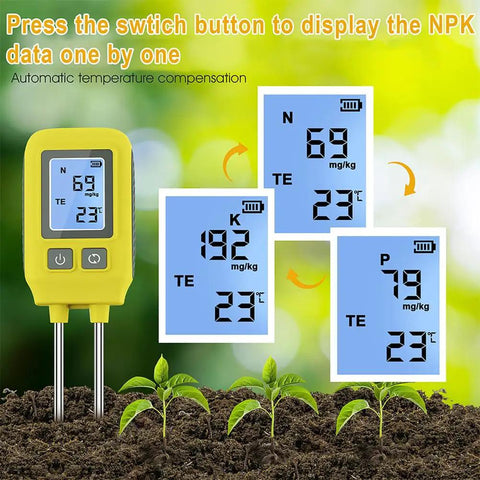 4 In 1 NPK Soil Tester Digital With LCD Readout And Temperature Measurement For Nitrogen Phosphorus Potassium Display