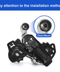 Close-up of RD-TY200 6 To 7 Speed Rear Derailleur Direct Mount For Mountain Bikes Heavy Duty Steel Construction Easy Install SIS Index Shifting Compatible Delivers Smooth Reliable Shifting with direct mount detail