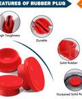 1-1/8 Inch Vented Hubcap Rubber Plugs For Trailer Wheel Covers Replacement Fits Stemco 359-5990, red plugs displayed.