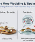 Comparison of ordinary turntable and Workhorse Tempered Glass Lazy Susan Turntable For Table Top With 360 Degree Silent Bearing.