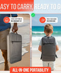 Man carrying travel bag and child with backpack for Turbo 18 Inch High Speed Remote Control Boat For Adults Up To 21 MPH, Self Righting RC Boat