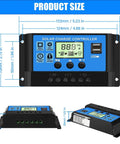30A PWM Solar Charge Controller For 12V And 24V Systems With Dual USB Ports, Clear LCD Display, front and side view