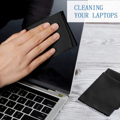 Frienda black microfiber cleaning cloths for glasses and laptop screens, 6x7 in, 50-pack
