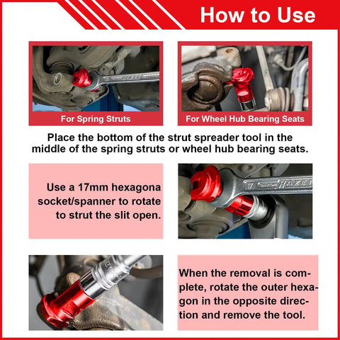 Universal Strut Spreader Tool For Suspension Knuckles 5 To 11 mm Fits Most Vehicles DIY Friendly Socket Tool in use