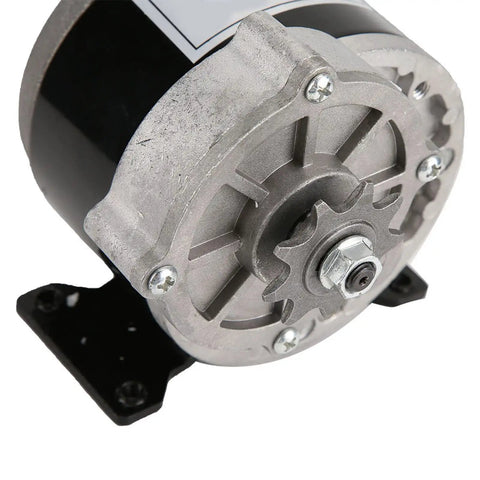 Close-up of Gear Reduction Electric Motor For E Bikes And Scooters 12V 250W Brushed DC Motor with aluminum housing