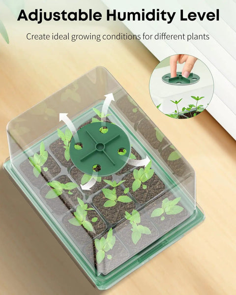 All-In-One Seed Starter Kit With 120 Cell Trays And 4 Inch Humidity Domes, Includes 10 Starter Trays, Planting Tools And Labels, Indoor Seedling Germination Trays, Reusable Seed Starting Trays For Quick, Easy Home Gardening