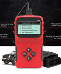 Universal OBD2 Code Reader And Diagnostic Tool with LCD screen and anti-slip grip, compact and durable design.