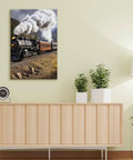 Dope Steam Locomotive Train Wall Art For Living Room And Office, Modern Canvas Print Framed Painting, Minimalist Abstract Steam Engine Artwork For Hallway Decor, Premium Quality 12x18 Inch.