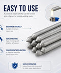 Low-Temp Welding Rod Set With Fluxless Aluminum Solder Sticks, Easy to Use and Quick Heating, 3 Inch Long, 6 Pack