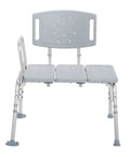 Front view of gray Folding Universal Sliding Transfer Bench For Tub With 500 Pound Capacity Bariatric Shower Chair