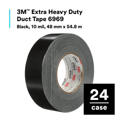 Extra Heavy Duty Industrial Duct Tape 6969, Gray, roll, 48 mm x 54.8 m, cloth-backed polyethylene, rubber adhesive