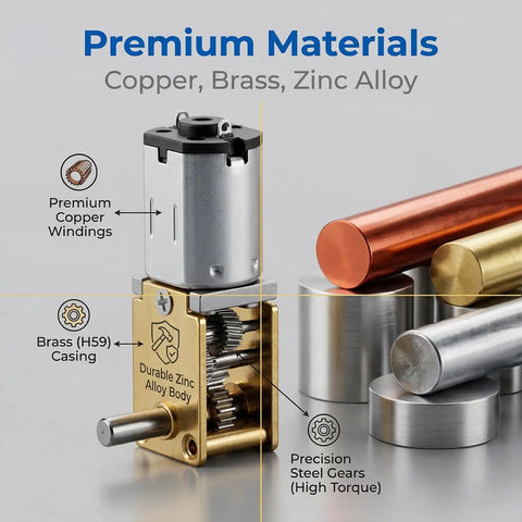 Micro DC Geared Electric Motor With Tiny Gear Reducer featuring premium copper windings and durable zinc alloy body for 3V projects