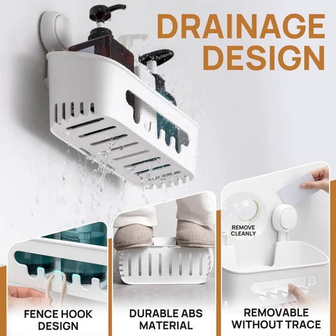 Powerful Suction Cup Shower Caddy With Removable Shelf slick install holding bottles on tile wall, waterproof storage design